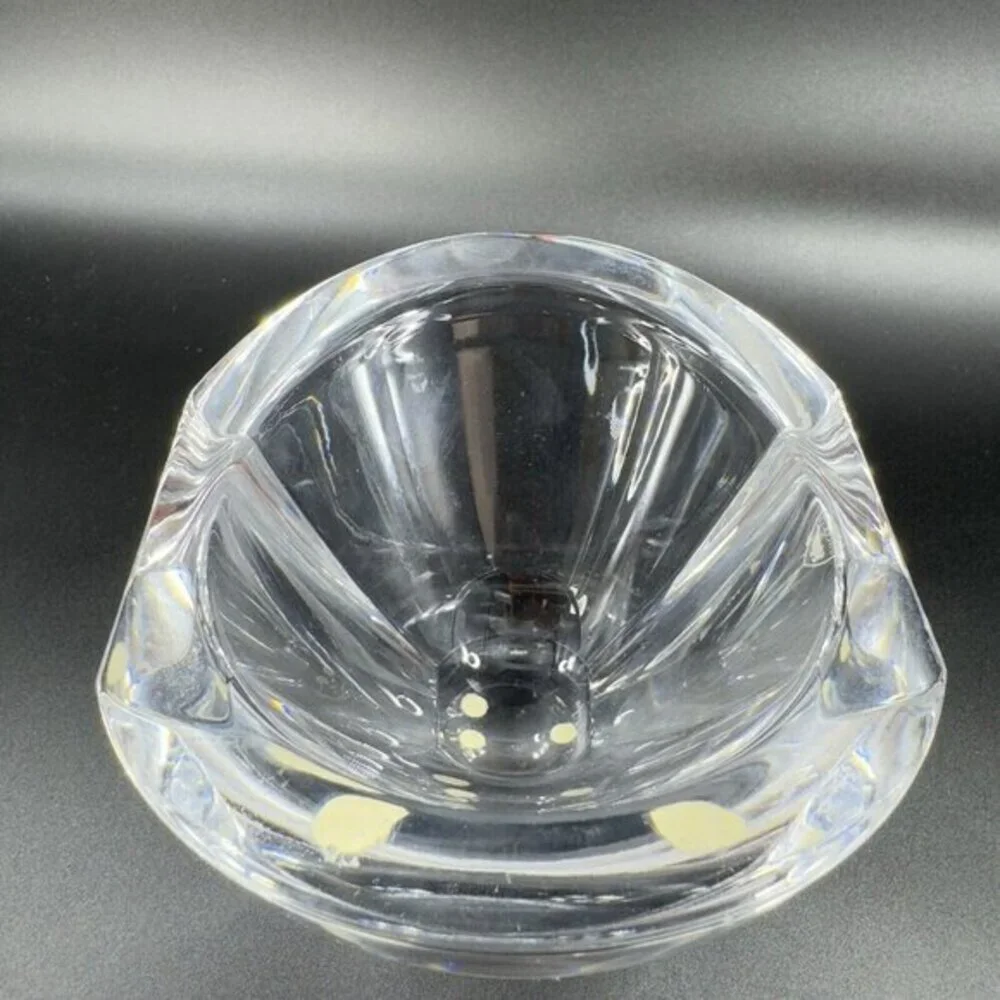 Orrefors Sweden Mirror Crystal Art Deco Bowl Dish Signed Clear Heavy Thick Glass
